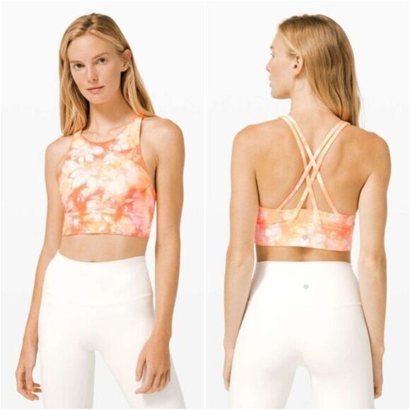 lululemon athletica Other - Lululemon Energy Sports Bra High Neck Long Line Shibori Pink Yellow Women's 8